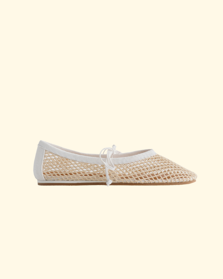 PREORDER Cotton Mesh Ballerina Rubber Sole | Avorio
