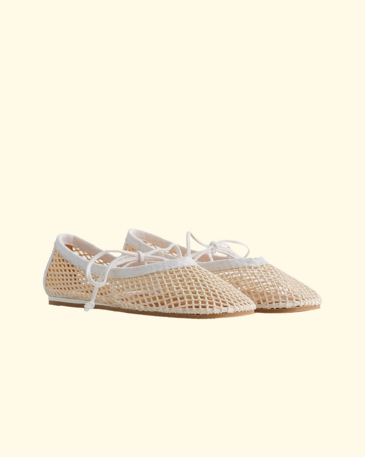 PREORDER Cotton Mesh Ballerina Rubber Sole | Avorio