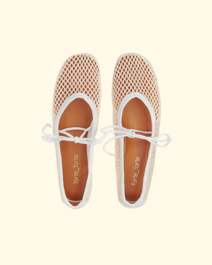 PREORDER Cotton Mesh Ballerina Rubber Sole | Avorio