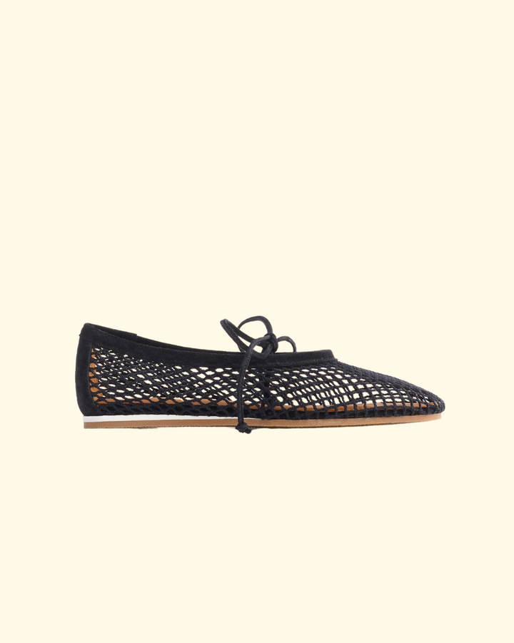 PREORDER Cotton Mesh Ballerina Rubber Sole | Noir