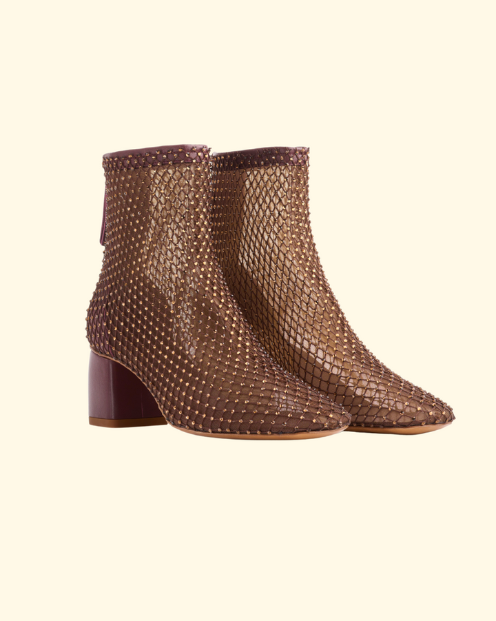 PREORDER My Alma Strass Mesh Chic Boots | Chocolat