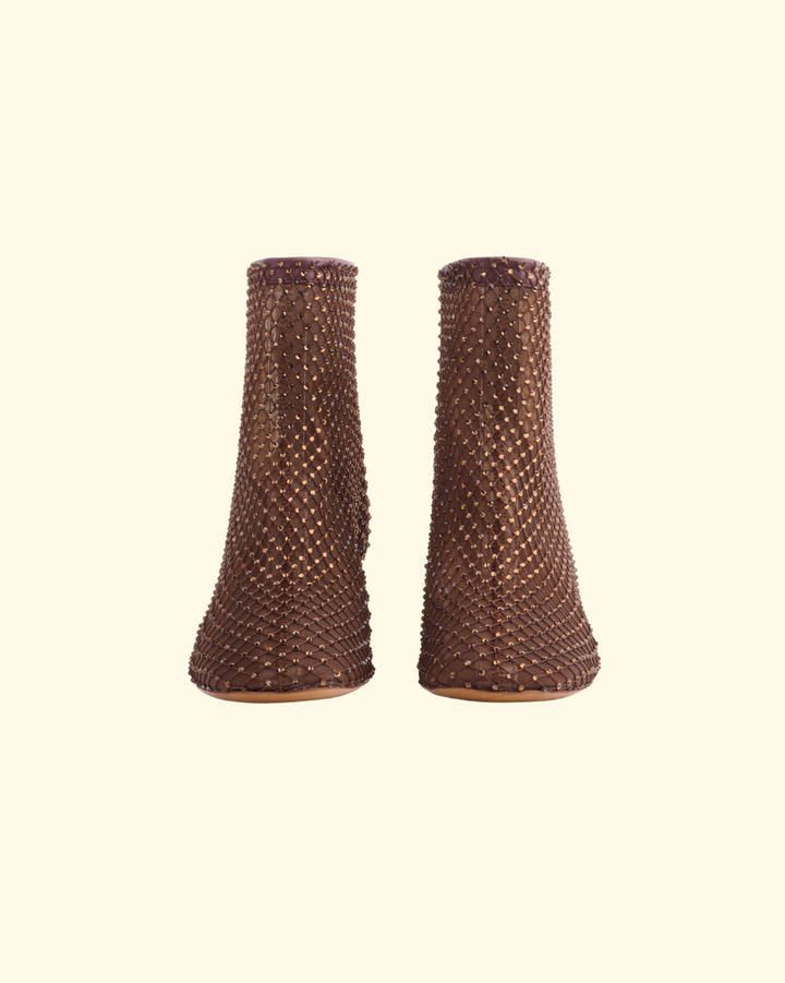 PREORDER My Alma Strass Mesh Chic Boots | Chocolat