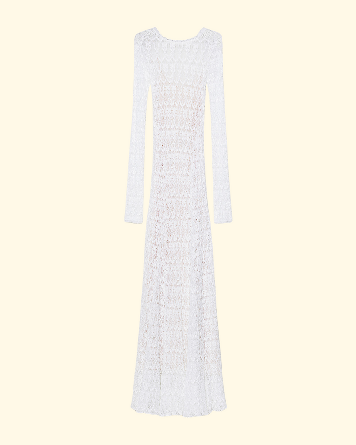 PREORDER Stretch Lace long Sleeves Dress w/ Slip | Crystal