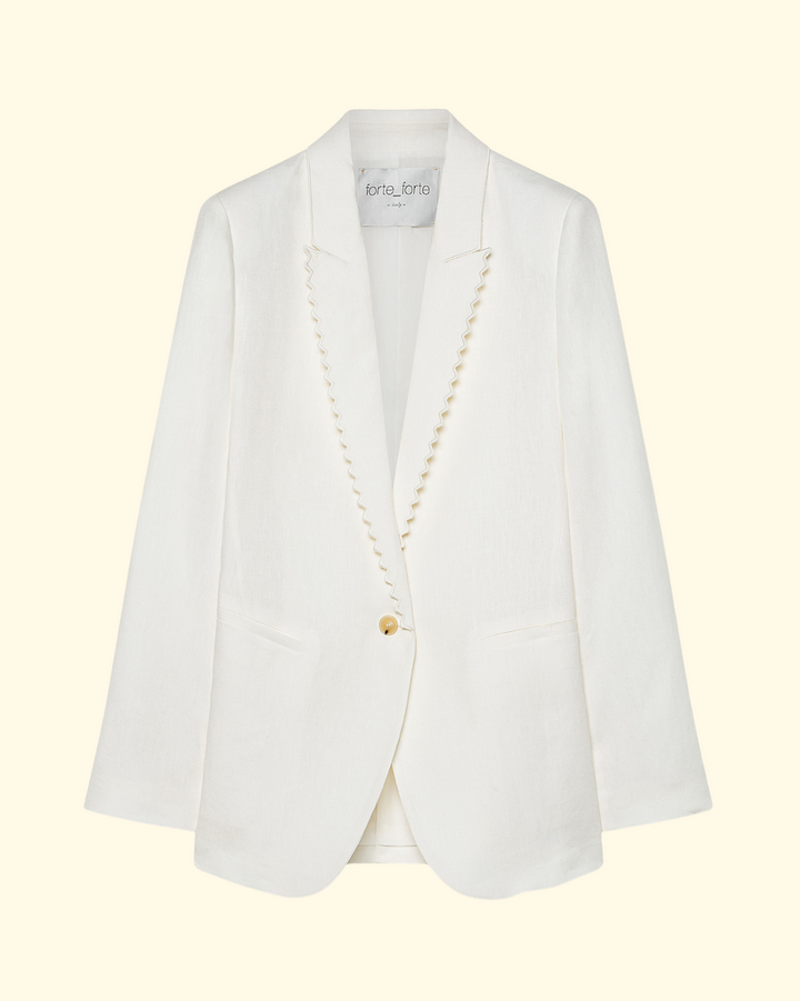 PREORDER Chic Linen Cloth Embroidered Edges Jacket | Crystal