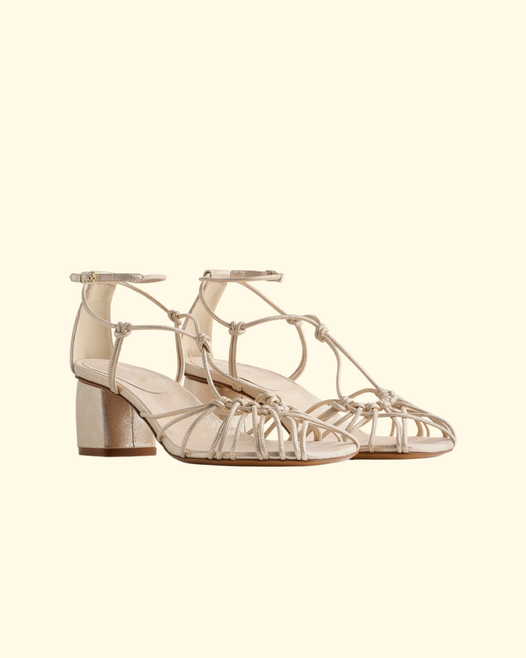 PREORDER Bold Heel Sandals w/ Laminated Leather Laces | Platino