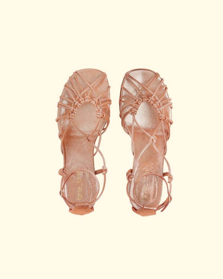 PREORDER Bold Heel Sandals w/ Laminated Leather Laces | Sunset