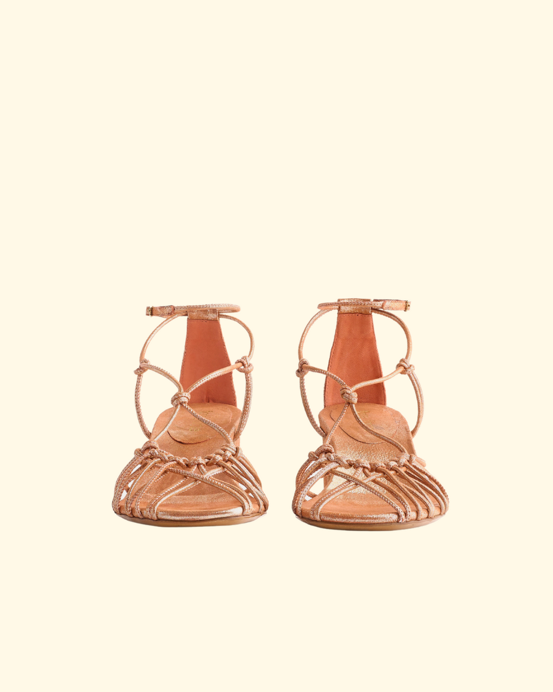 PREORDER Bold Heel Sandals w/ Laminated Leather Laces | Sunset