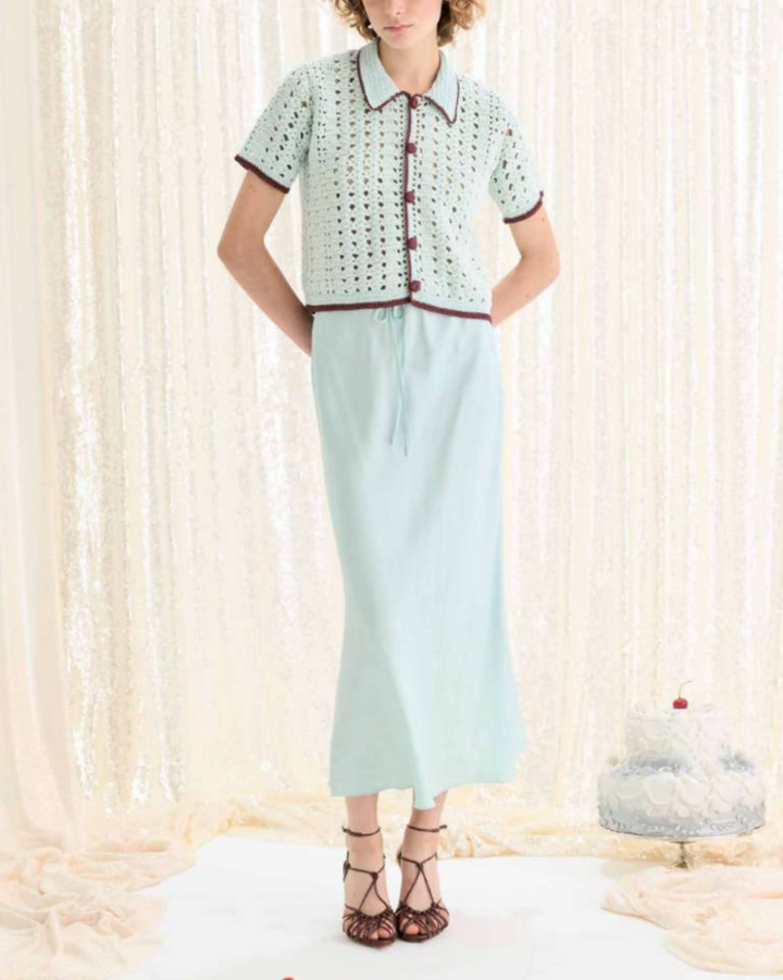 PREORDER Twill Viscose Midi Skirt | Plume