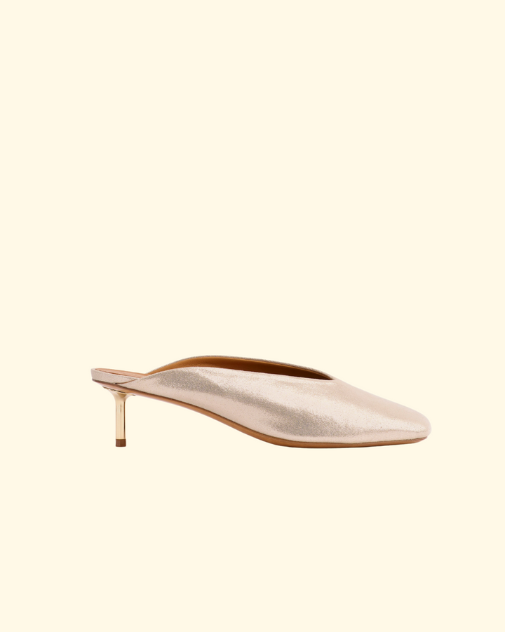 PREORDER Metal Heel Laminated Leather Sabot | Platino