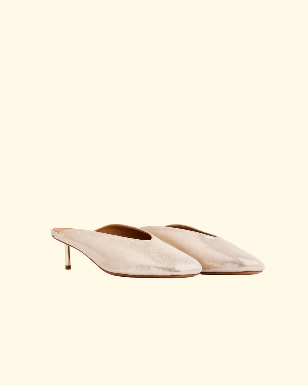 PREORDER Metal Heel Laminated Leather Sabot | Platino