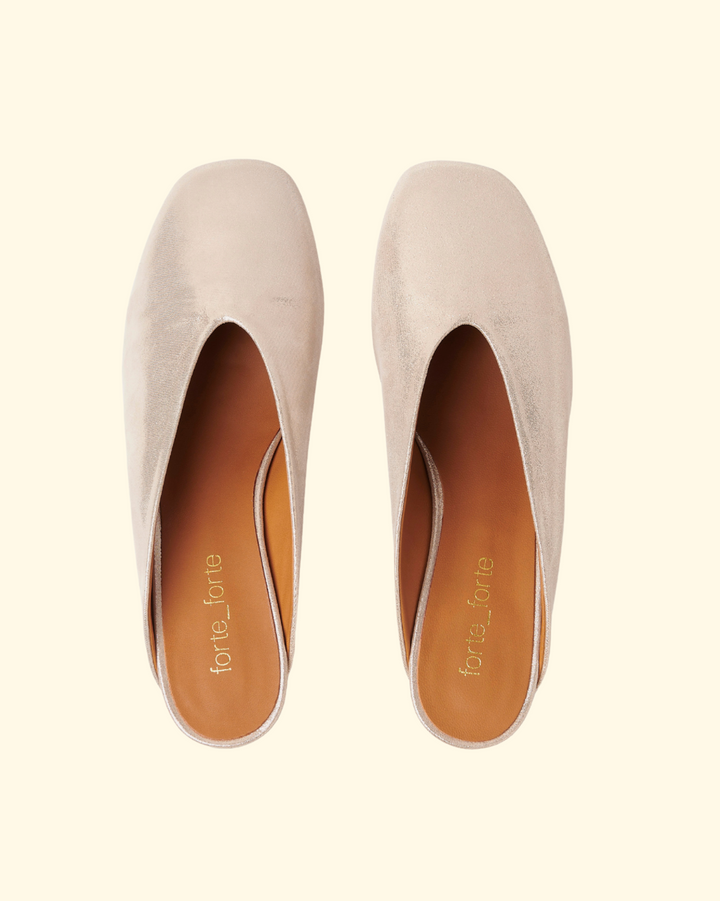PREORDER Metal Heel Laminated Leather Sabot | Platino