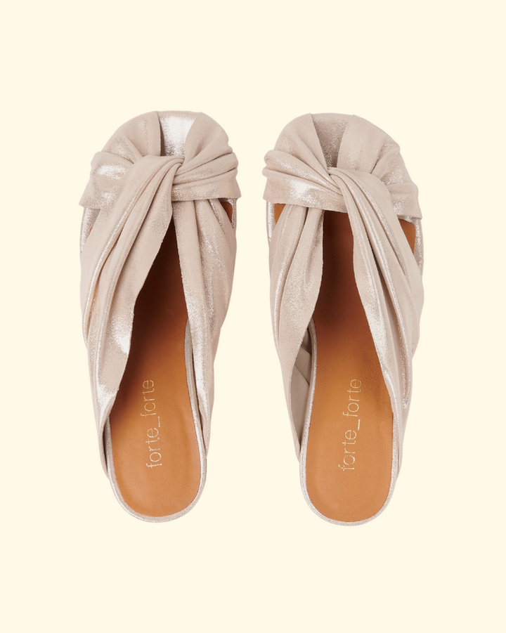 PREORDER Golden Heel Laminated Leather Crossed Sandal | Platino
