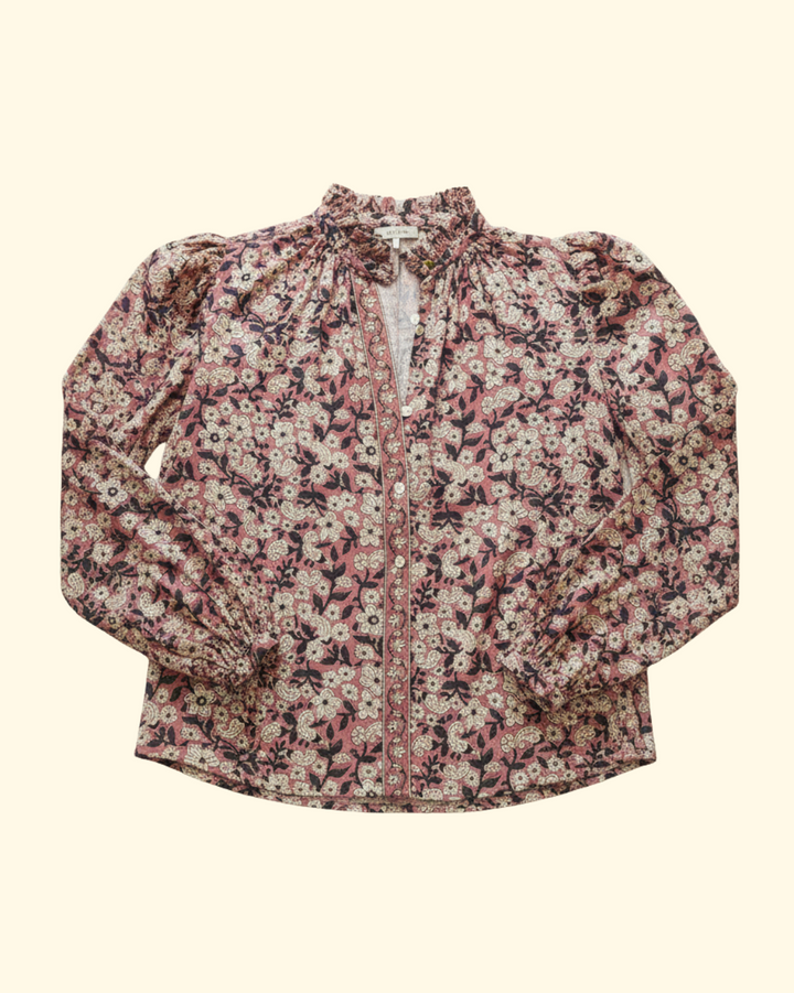 Annabel Sepia Floral Shirt | Nude Sepia