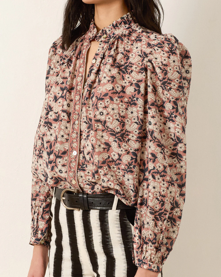 Annabel Sepia Floral Shirt | Nude Sepia
