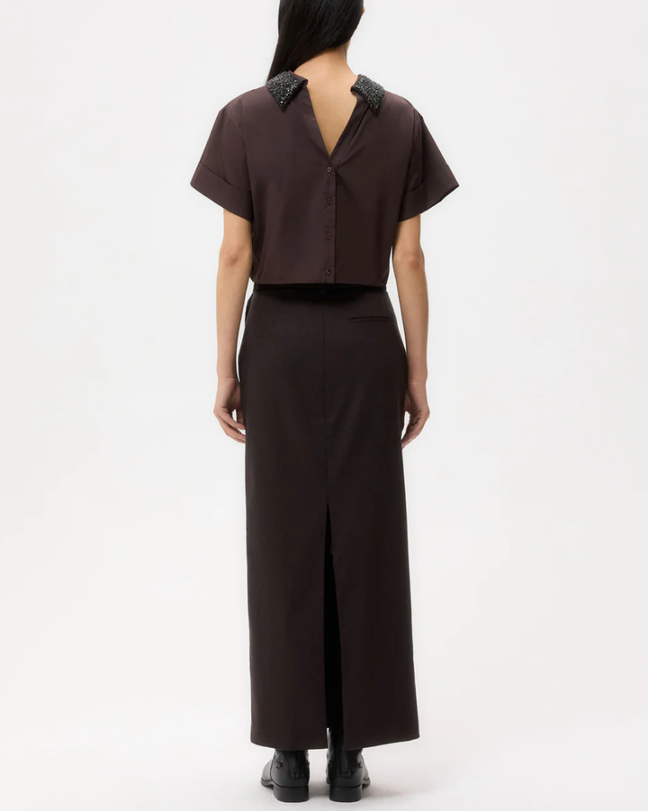 Forever And Always Reversible Shirt w/ Crystal Collar | Chocolate