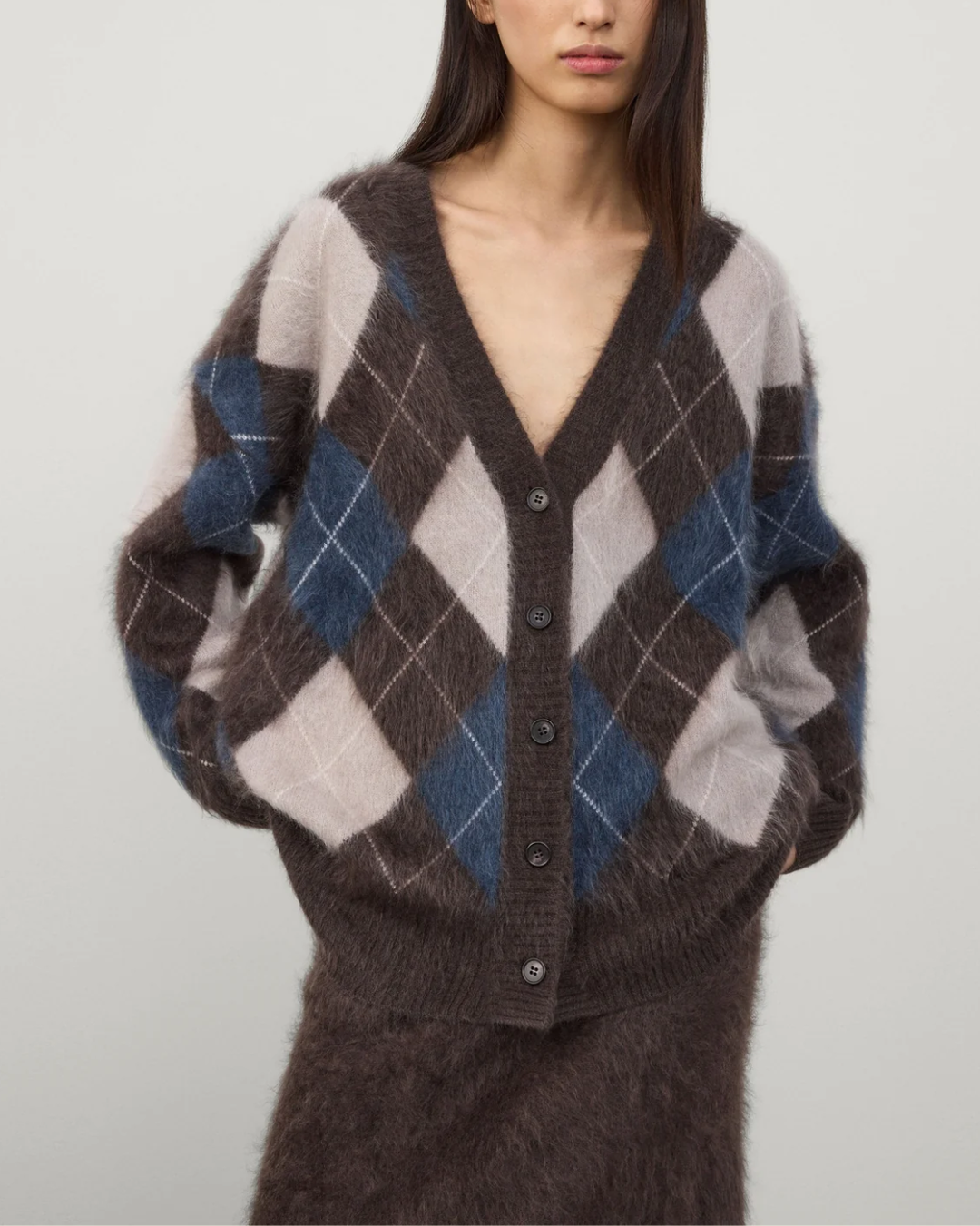 Elaria Cardigan | Wood/Night Fall/Sand/Cream Argyle