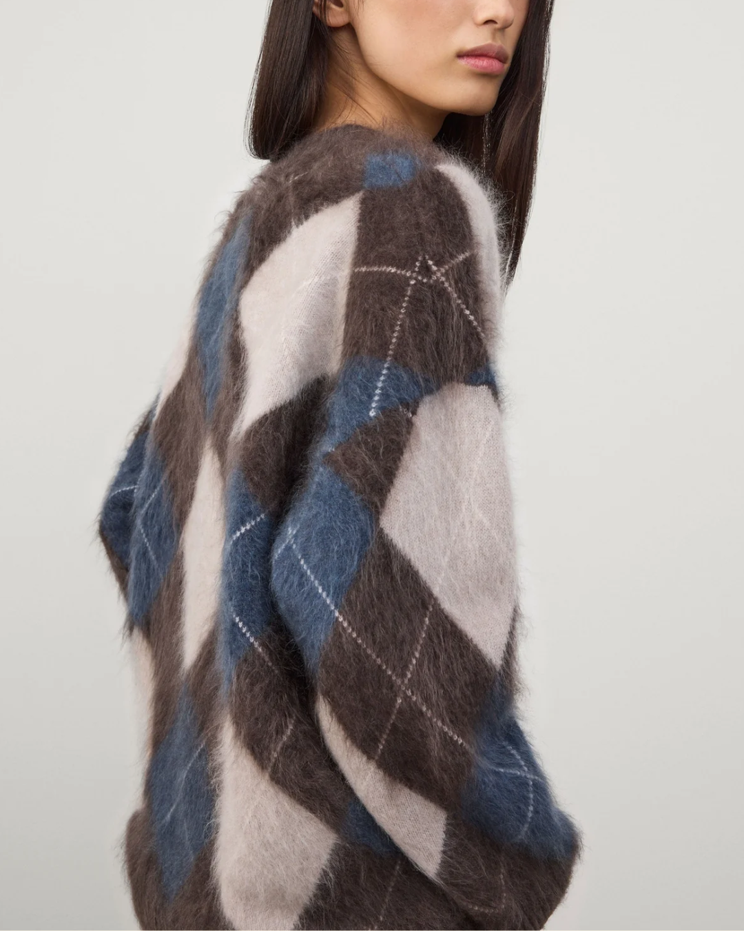 Elaria Cardigan | Wood/Night Fall/Sand/Cream Argyle