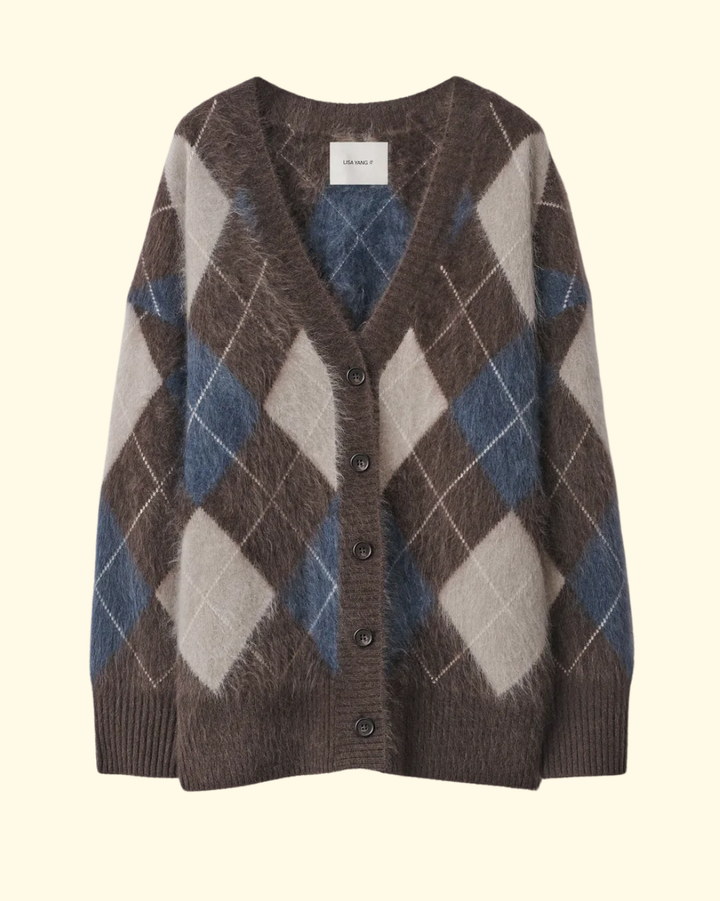 Elaria Cardigan | Wood/Night Fall/Sand/Cream Argyle