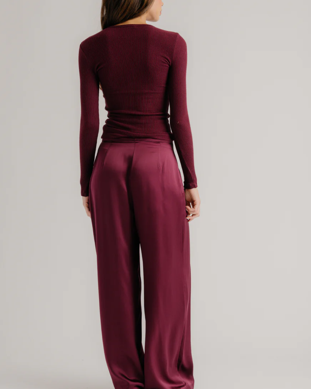 Quincy L/S Fitted Crewneck Tee | Bordeaux
