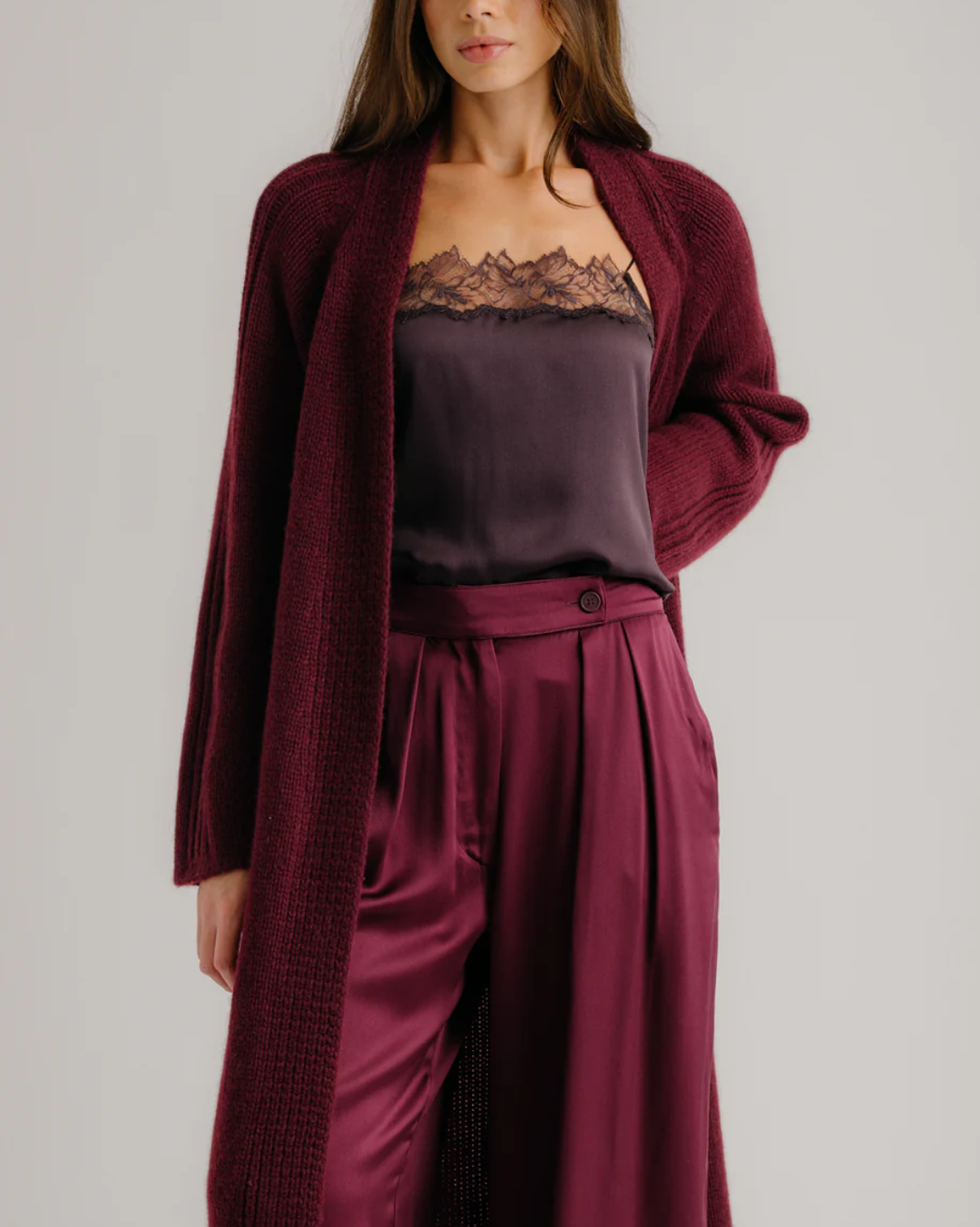 Mercedes Relaxed Long Duster | Bordeaux