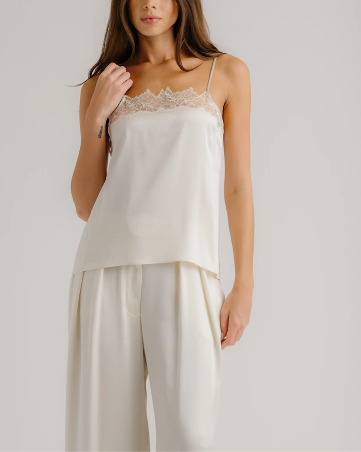 Haya Lace Trim Square Neck Cami | Gardenia
