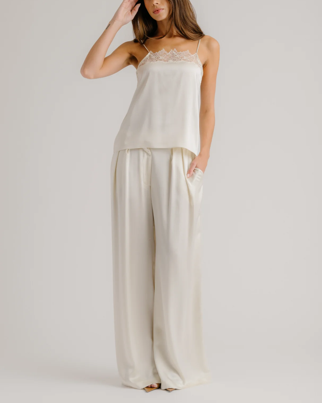 Haya Lace Trim Square Neck Cami | Gardenia