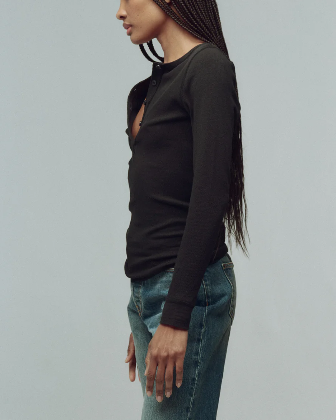 The Baby Rib Henley | Almost Black