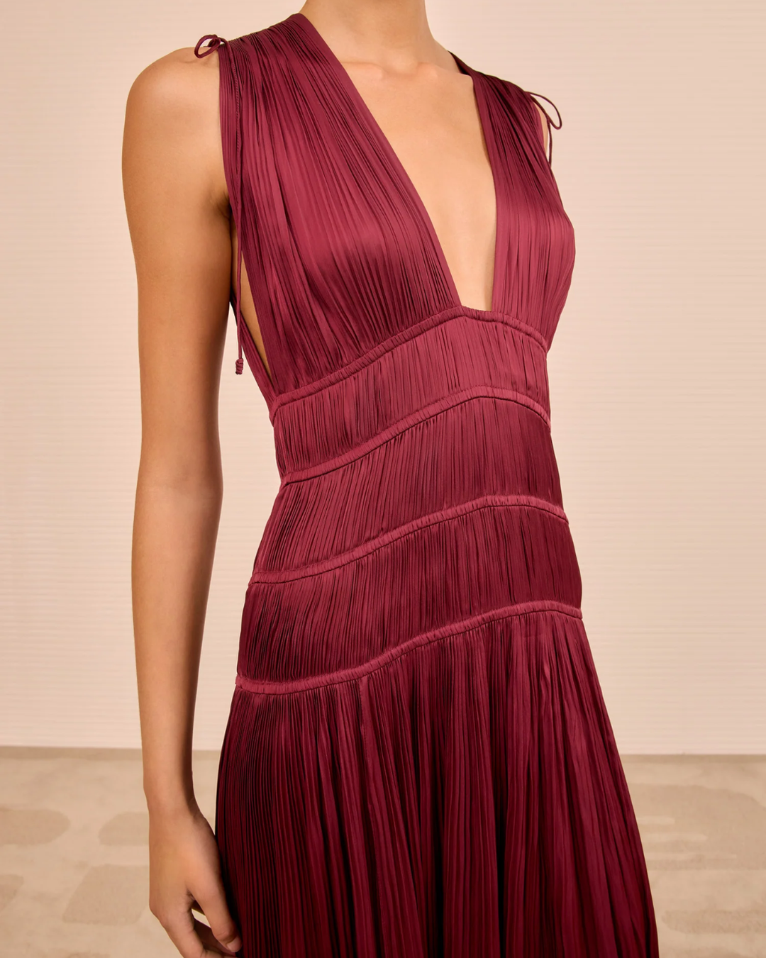 Tasneem Deep V Gown | Claret