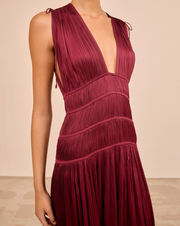 Tasneem Deep V Gown | Claret