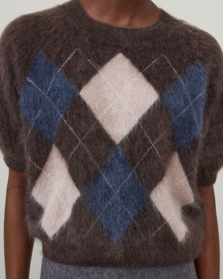 Juniper Argyle Sweater | Graphite/Cream