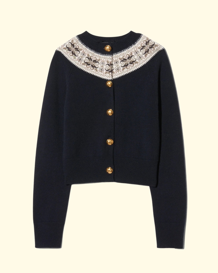 Josefa Cardigan | Dark Navy Fair Isle