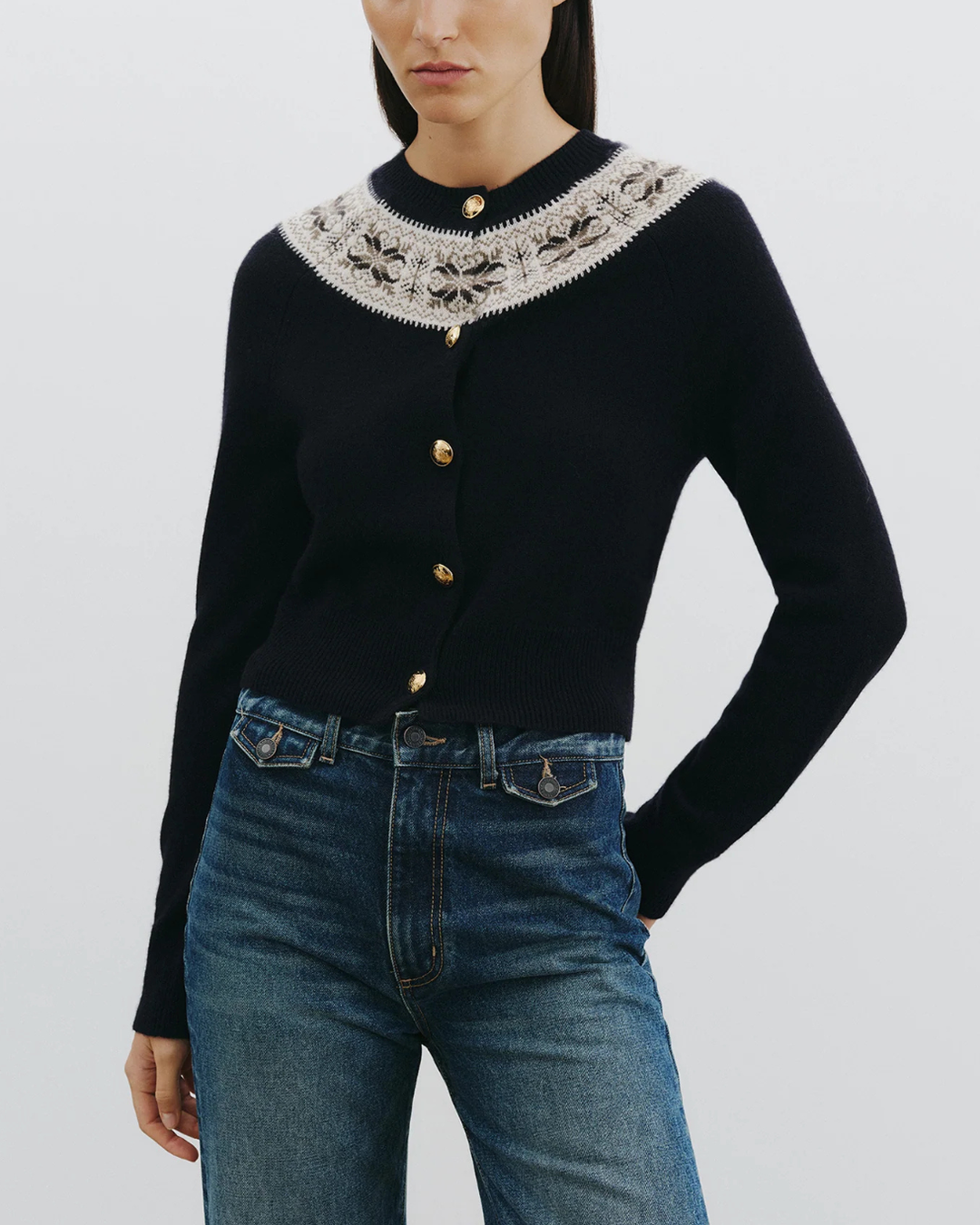 Josefa Cardigan | Dark Navy Fair Isle