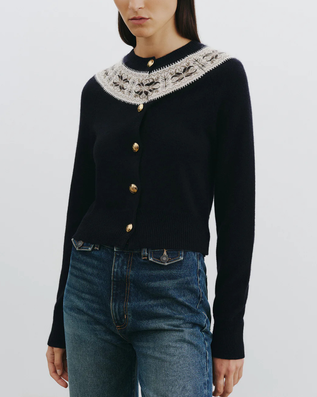 Josefa Cardigan | Dark Navy Fair Isle