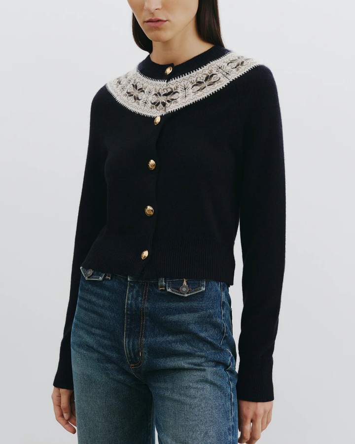 Josefa Cardigan | Dark Navy Fair Isle