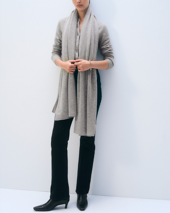 Cashmere Travel Wrap & Ballet Slipper Set | Heather Gray