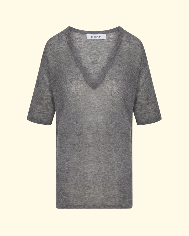 Superfine V Neck Tee | Grey