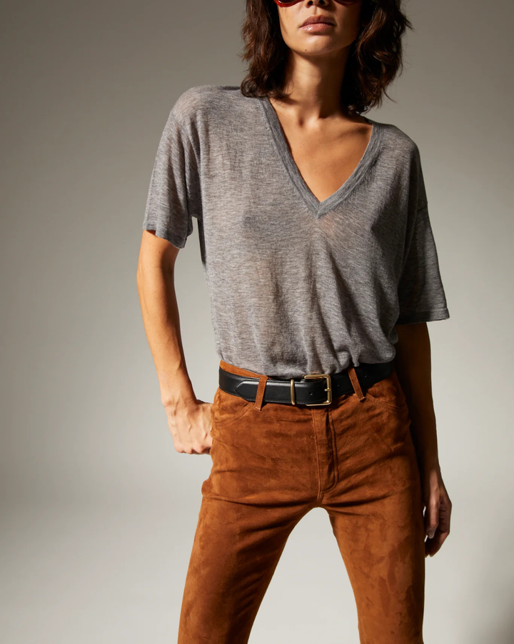 Superfine V Neck Tee | Grey