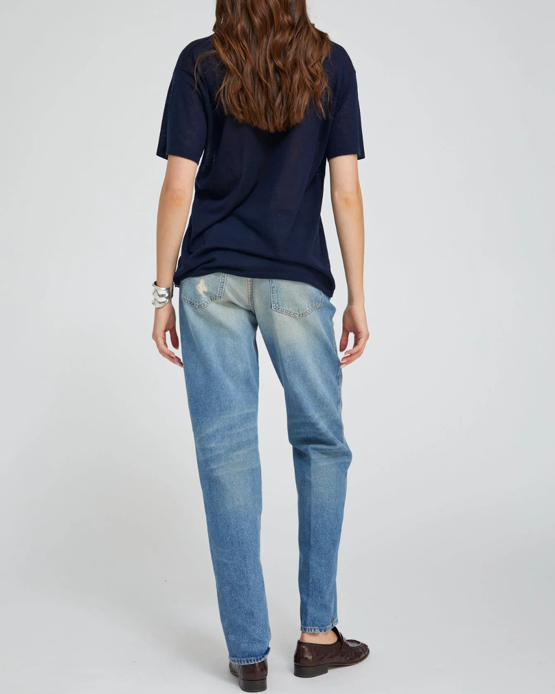 Superfine V Neck Tee | Navy