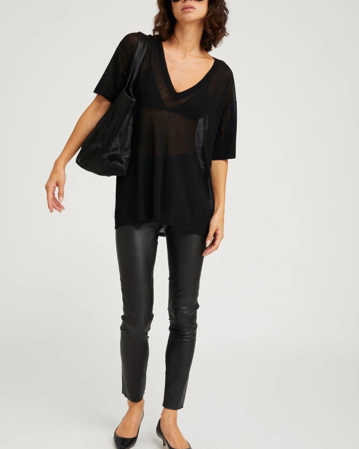 Superfine V Neck Tee | Black