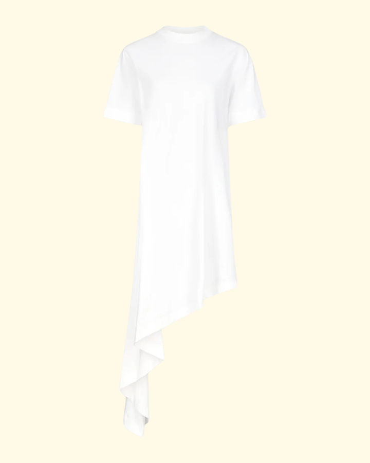 Igari Asymmetric Pleated Dress | White