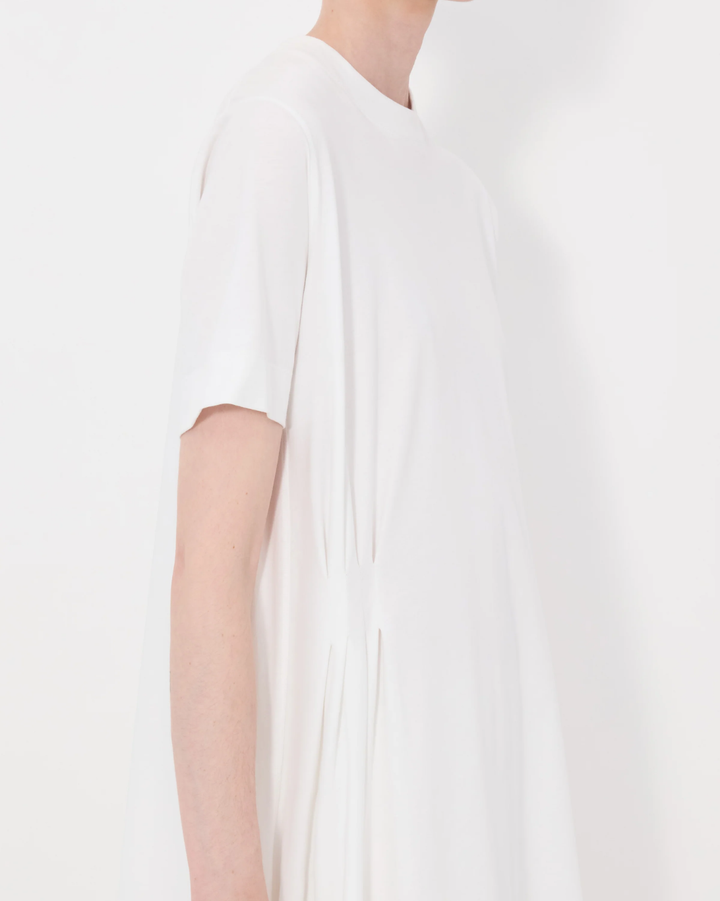 Igari Asymmetric Pleated Dress | White