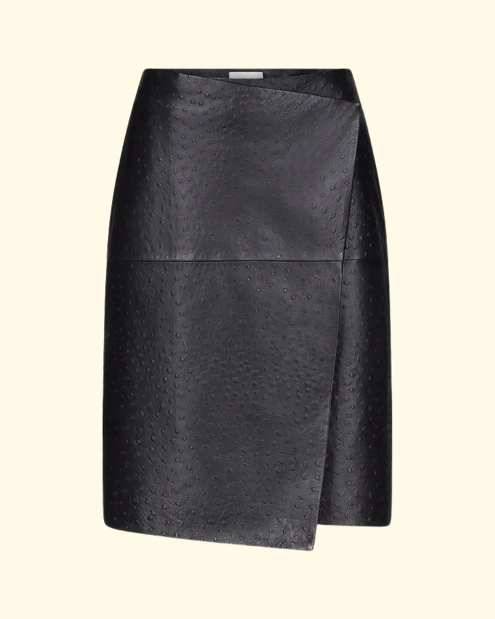 Gora Leather Wrap Skirt | Black