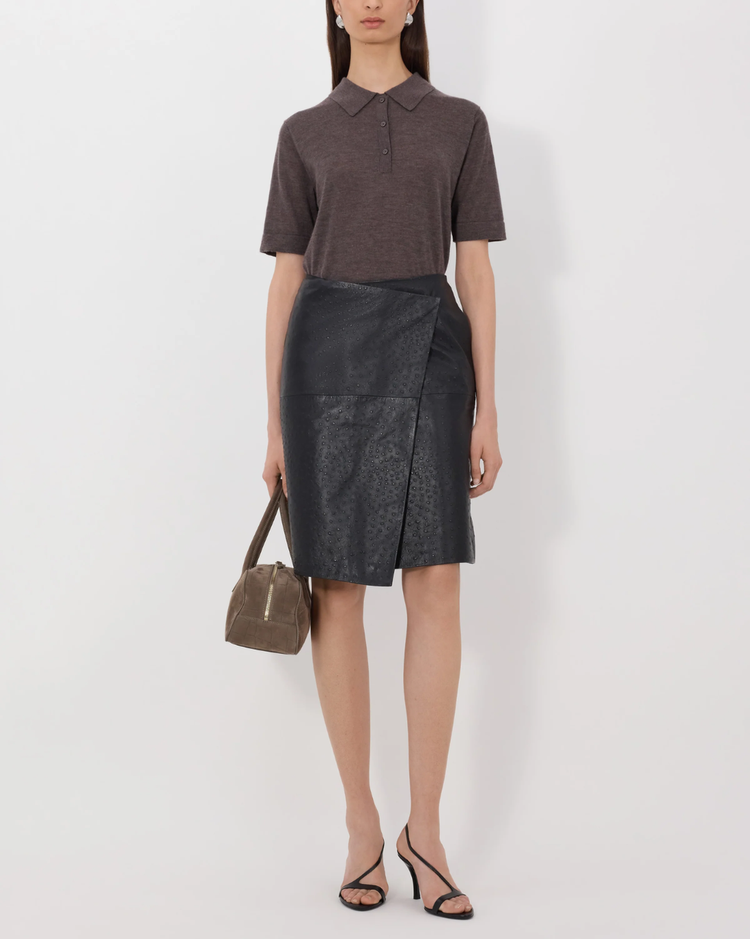 Gora Leather Wrap Skirt | Black