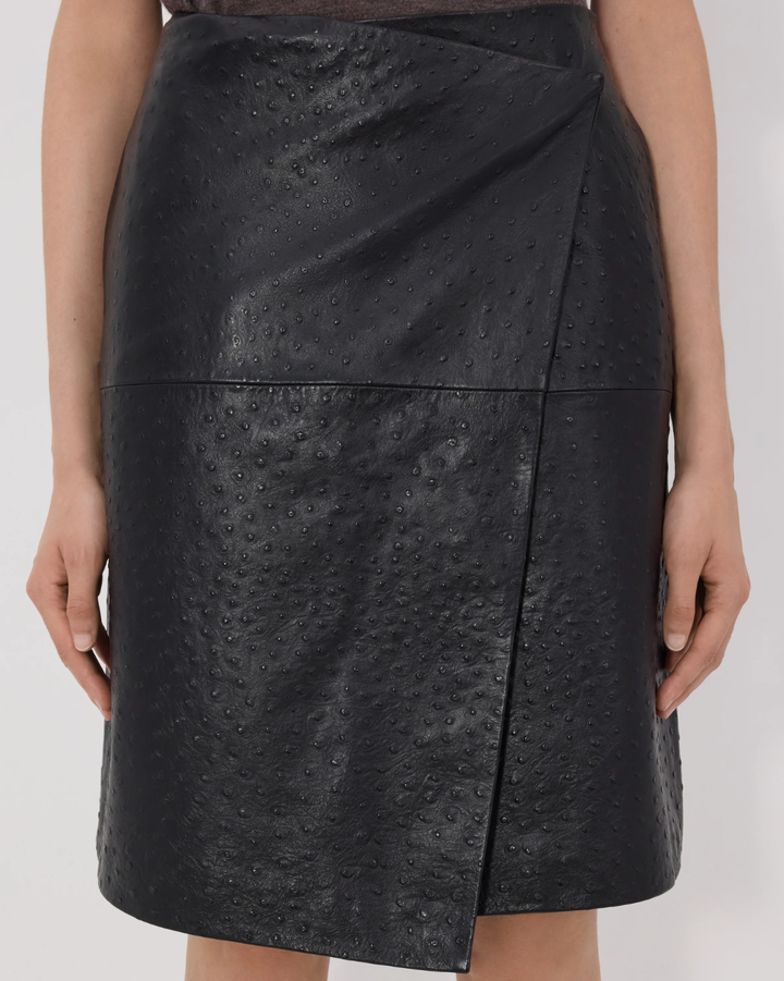 Gora Leather Wrap Skirt | Black