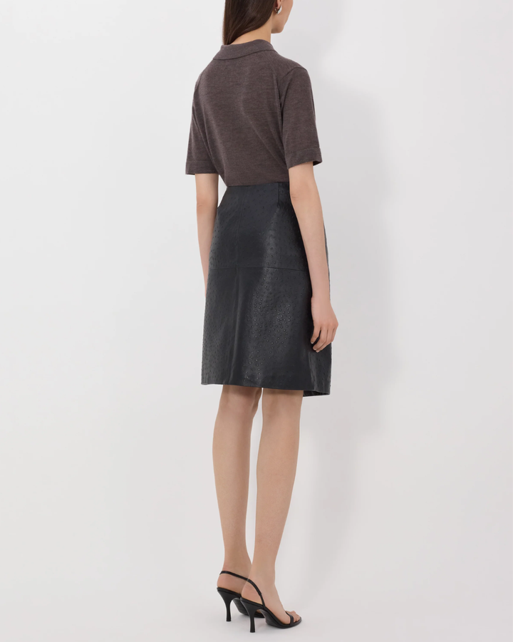 Gora Leather Wrap Skirt | Black