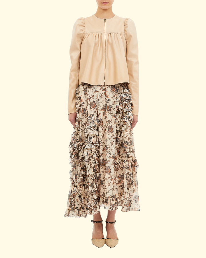 Anouk Zip Leather Jacket | Alabaster