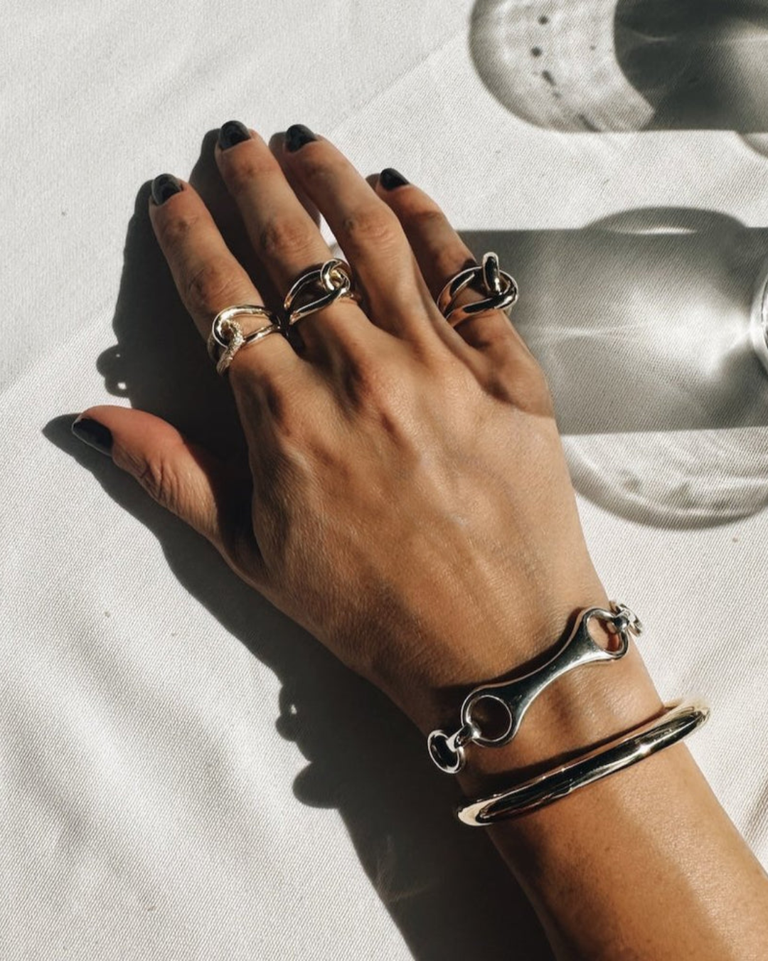 Triple Linked Double Beam Cuff | Sterling Silver