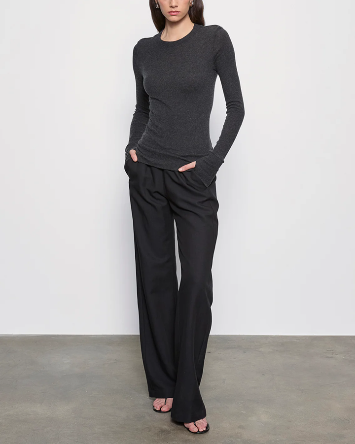 Cashmere Easy Cuffed Crew | Charcoal