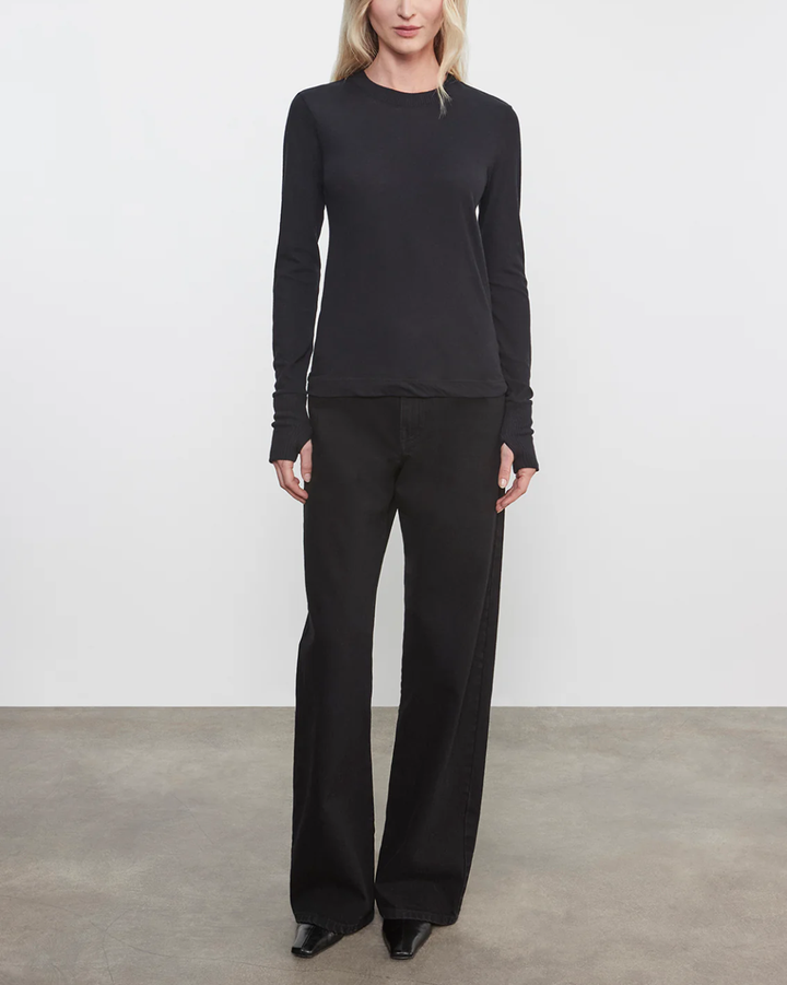 Cashmere Easy Cuffed Crew | Black