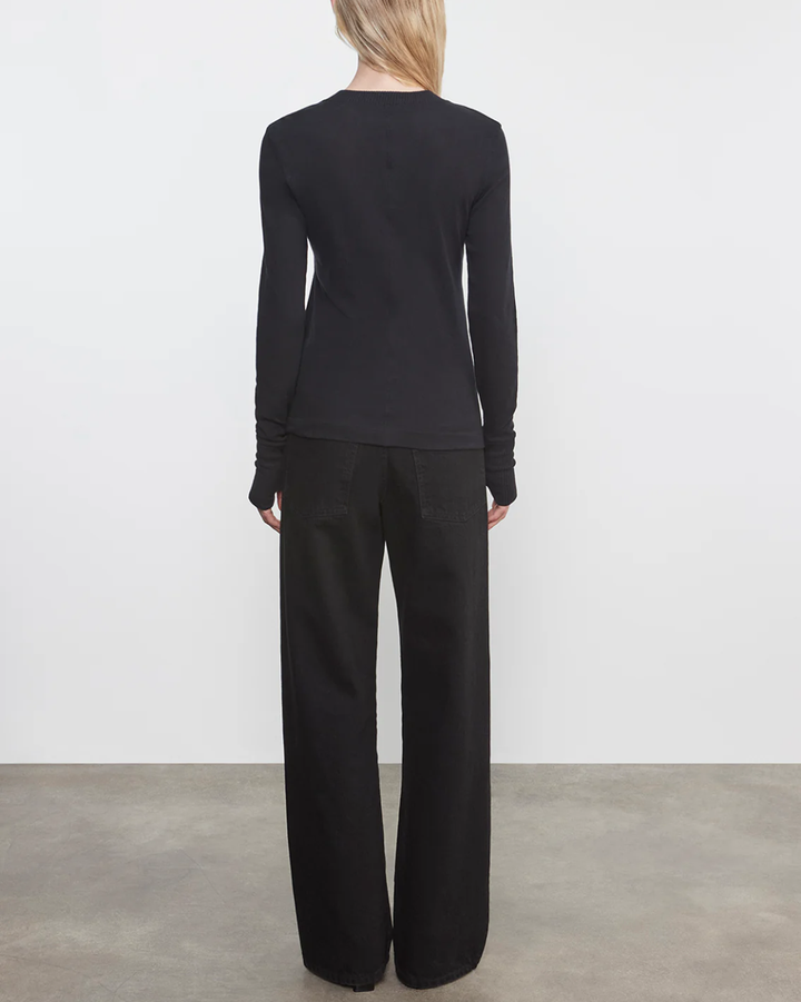 Cashmere Easy Cuffed Crew | Black